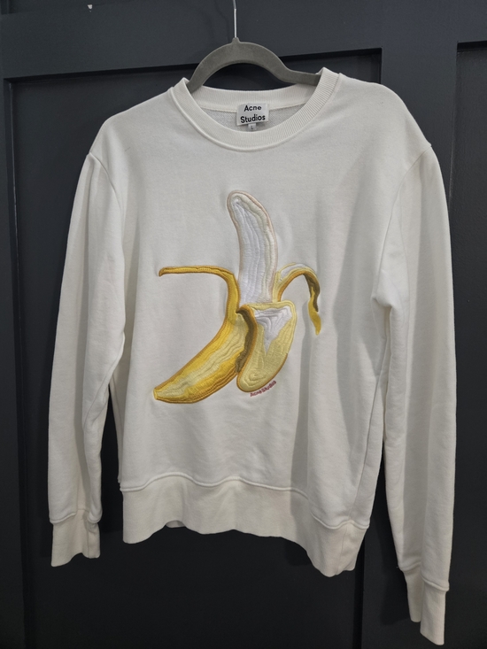 Acne Studios Sweaters - Acne Cream Sweatshirt with Embroidered Banana